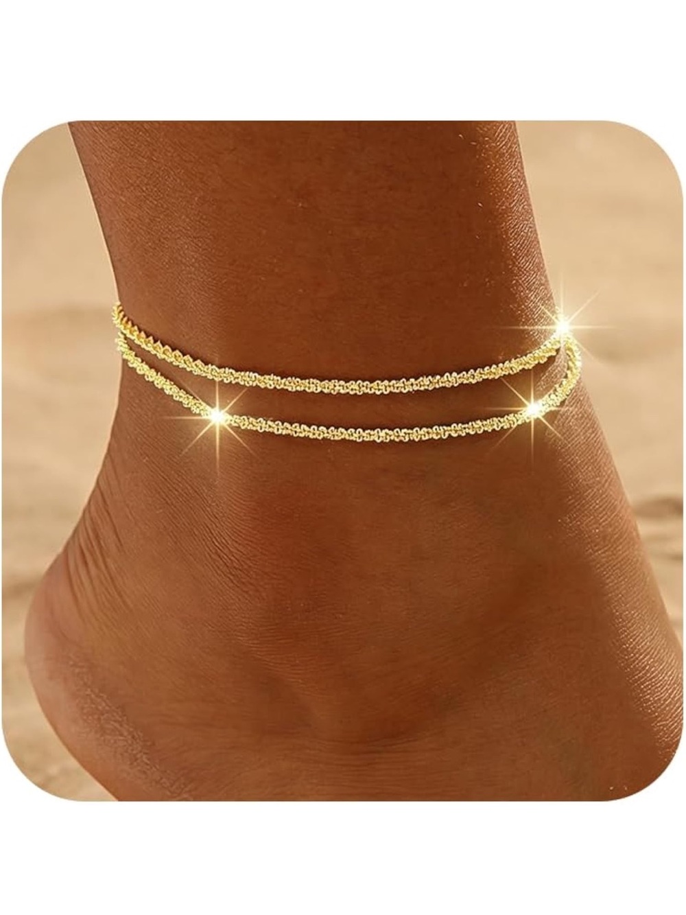 Gold Double-Layer Anklet for Women - Elegant Beach Chain
